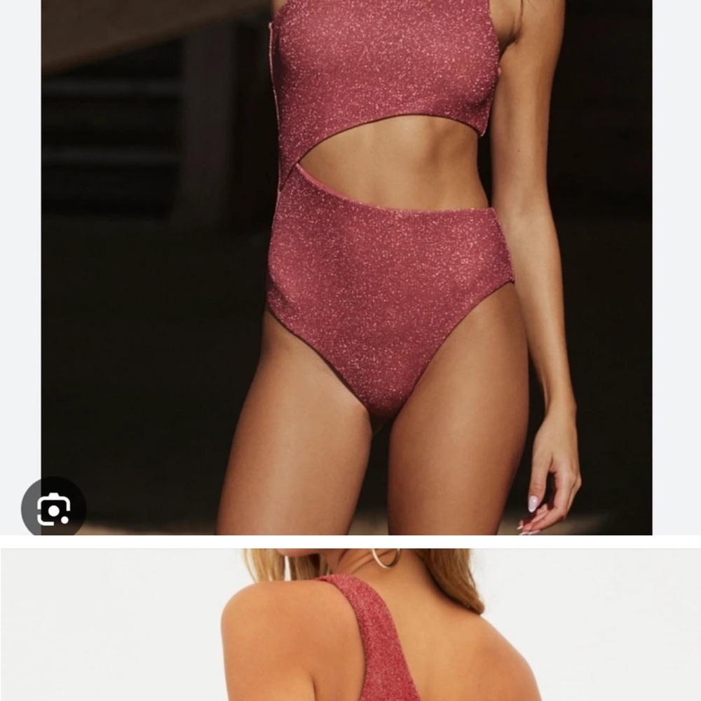 Beach Riot Celine Red Glitter One Piece Swim Suit